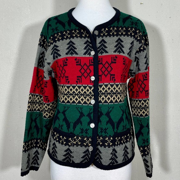 Vintage Sweaters - Vintage SZ M Christmas Sweater Cardigan